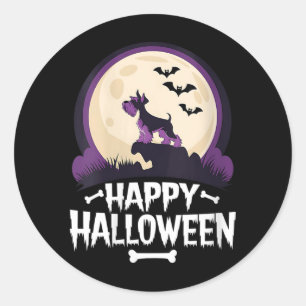 Pegatina Redonda Feliz Halloween para mujeres Miniature Schnauzer e