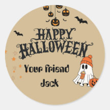 Feliz Halloween personalizado con marrón fantasma
