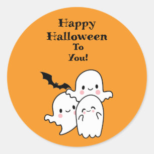 Pegatina Redonda Feliz Halloween puede ser personalizado