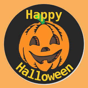 Pegatina Redonda Feliz Halloween Ríe Calabaza 20 Pegatinas