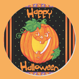 Pegatina Redonda Feliz Halloween Ríe Calabaza 20 Pegatinas