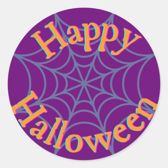 Pegatina Redonda Feliz Halloween Spider Web (Anverso)