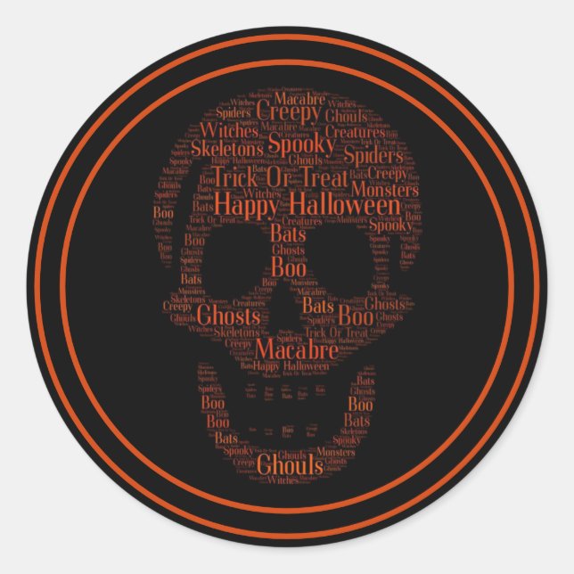 Pegatina Redonda Feliz Halloween Spooky Skull (Anverso)