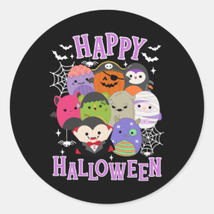 Pegatina Redonda Feliz Halloween Squish Squad Mallow Regalos Cuidad