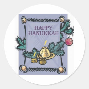 Pegatina Redonda Feliz Hannakah