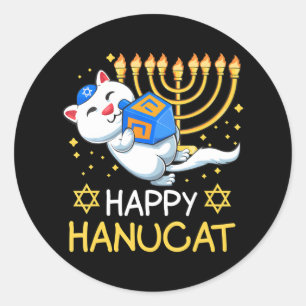 Pegatina Redonda Feliz Hanucat Ugly Hanukkah Jewish Chanukka Cute