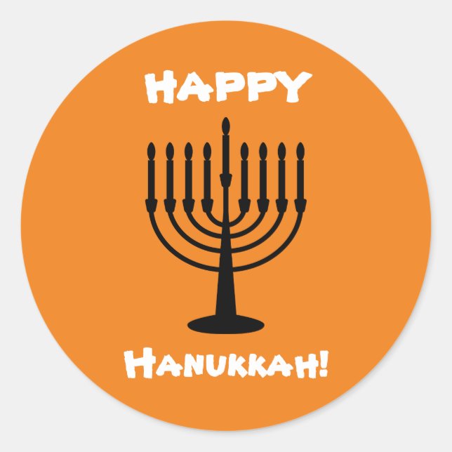 Pegatina Redonda Feliz Hanukkah (Anverso)
