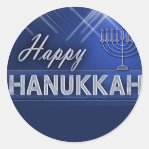 Pegatina Redonda Feliz Hanukkah