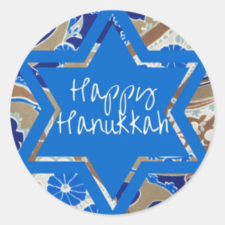 Pegatina Redonda Feliz Hanukkah