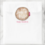 Pegatina Redonda Feliz Hanukkah Chanukah Jelly Donut Sufganiyah<br><div class="desc">Cuenta con un original ilustracion de marca de un delicioso donut de gelatina con azúcar en polvo. ¡Perfecto para Hanukkah! Este ilustracion Chanukah también está disponible en otros productos. ¿No ves lo que estás buscando? ¿Necesita ayuda con la personalización? Contacte con Rebecca para que tenga algo diseñado para usted.</div>