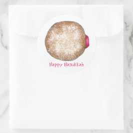 Pegatina Redonda Feliz Hanukkah Chanukah Jelly Donut Sufganiyah