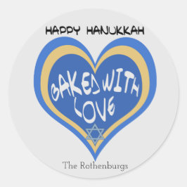 Pegatina Redonda Feliz Hanukkah, horneado con amor