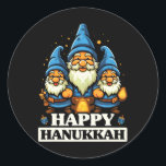 Pegatina Redonda Feliz Hanukkah Judío Chanukah Jew Hebreo<br><div class="desc">Feliz Hanukkah Judío Chanukah Jew Hebreo</div>