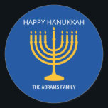 Pegatina Redonda Feliz Hanukkah Menorah<br><div class="desc">Feliz Hanukkah Menorah Classic Round Pegatina</div>