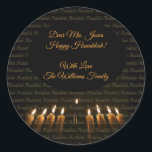 Pegatina Redonda Feliz Hanukkah Menorah Candles Elegante<br><div class="desc">Feliz Hanukkah Menorah Candles Elegante Pegatina redondo clásico,  añadir nombre o texto</div>