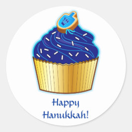 Pegatina Redonda Feliz Hanukkah: Pastel de galletas con galletas en