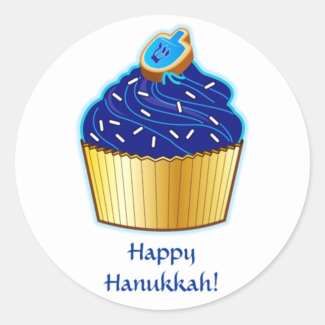 Pegatina Redonda Feliz Hanukkah: Pastel de galletas con galletas en (Anverso)