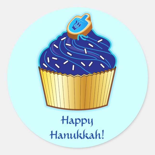Pegatina Redonda Feliz Hanukkah: Torta de torta con galleta (Anverso)