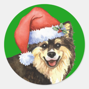 Pegatina Redonda Felíz Howliday Finlandés Lapphund