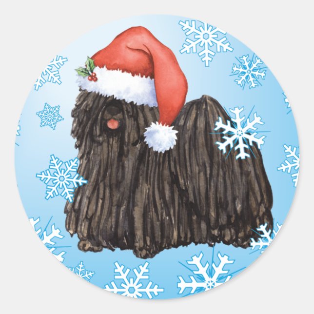 Pegatina Redonda Feliz Howlidays Puli (Anverso)
