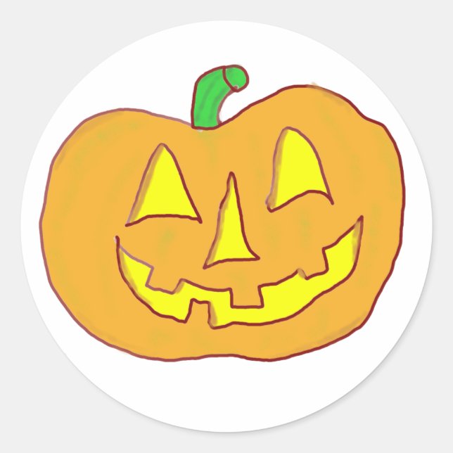 Pegatina Redonda Feliz Jack O'Lantern (Anverso)