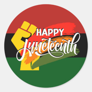 Pegatina Redonda FELIZ JUNETEENTH Panafricano