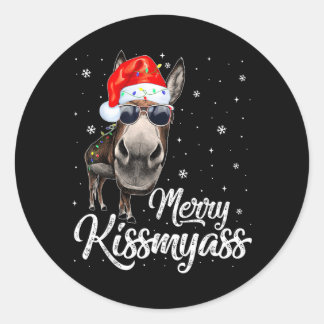 Pegatina Redonda Feliz Kissmy Sarcástico Navidad Pijama Divertido N