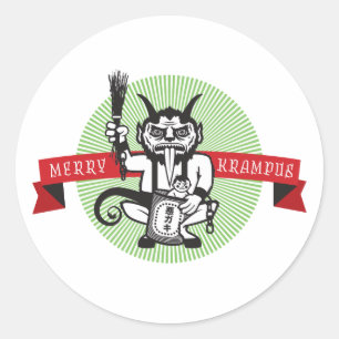 Pegatina Redonda Feliz Krampus