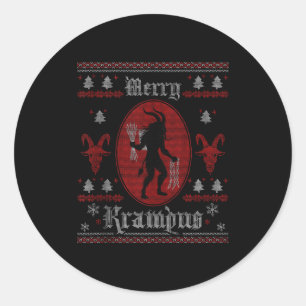 Pegatina Redonda Feliz Krampus Horror Soky Malvado Divertido Feo Na