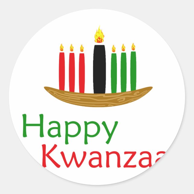 Pegatina Redonda Feliz Kwanzaa (Anverso)