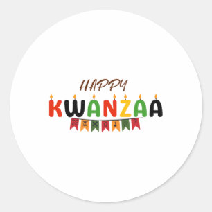 Pegatina Redonda Feliz Kwanzaa - 7 Principios De Kwanzaa Tees
