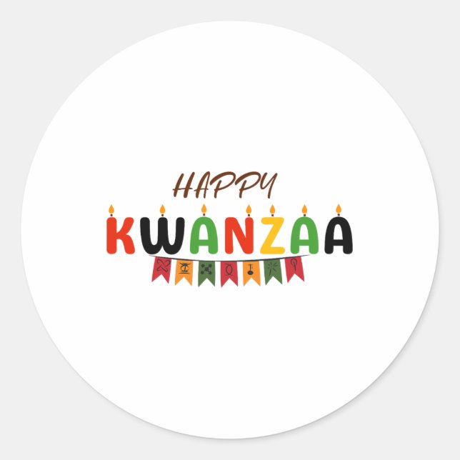 Pegatina Redonda Feliz Kwanzaa - 7 Principios De Kwanzaa Tees (Anverso)