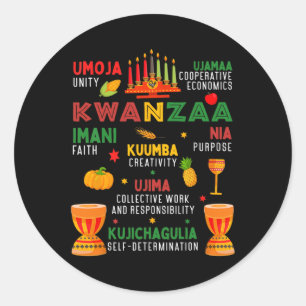 Pegatina Redonda Feliz Kwanzaa 7 Principios De Las Mujeres Kwanzaa 