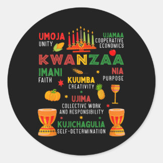 Pegatina Redonda Feliz Kwanzaa 7 Principios De Las Mujeres Kwanzaa 