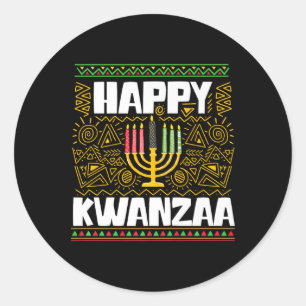 Pegatina Redonda Feliz Kwanzaa - Festival del Patrimonio Africano A