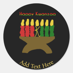 Pegatina Redonda Feliz Kwanzaa Kinara