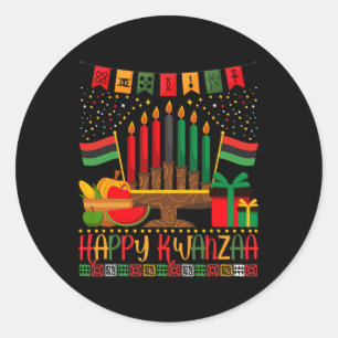 Pegatina Redonda Feliz Kwanzaa Kinara Candle 7 Principios Hombres M