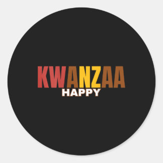 Pegatina Redonda Feliz Kwanzaa Kinara-Seven Principles Of Kwanzaa (