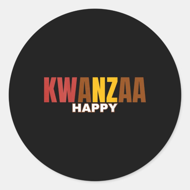 Pegatina Redonda Feliz Kwanzaa Kinara-Seven Principles Of Kwanzaa ( (Anverso)