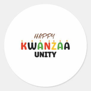 Pegatina Redonda Feliz Kwanzaa Kinara-Siete Principios De Kwanzaa U