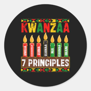 Pegatina Redonda Feliz Kwanzaa Kinara Siete Principios Velas Pan