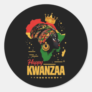 Pegatina Redonda Feliz Kwanzaa Siete Principios De Las Mujeres Kwan