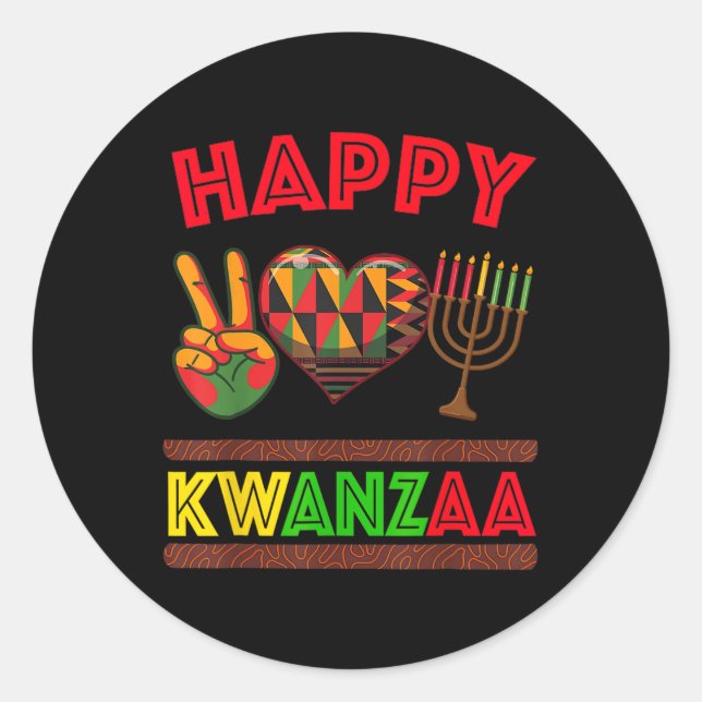 Pegatina Redonda Feliz Kwanzaa Siete Principios De Las Mujeres Kwan (Anverso)