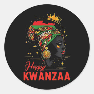 Pegatina Redonda Feliz Kwanzaa Siete Principios De Las Mujeres Kwan