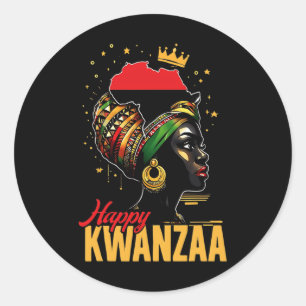 Pegatina Redonda Feliz Kwanzaa Siete Principios De Las Mujeres Kwan