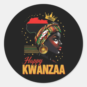 Pegatina Redonda Feliz Kwanzaa Siete Principios De Las Mujeres Kwan