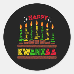 Pegatina Redonda Feliz Kwanzaa Siete Principios De Los Hombres Kwan