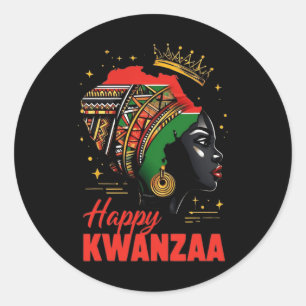 Pegatina Redonda Feliz Kwanzaa Siete Principios De Mujeres Kwanzaa 