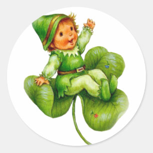 Pegatina Redonda Feliz Leprechaun