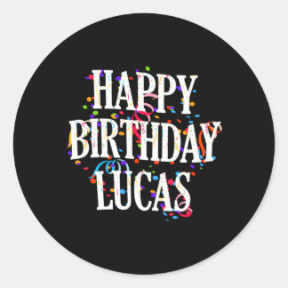 Pegatina Redonda Feliz Lucas Primer Nombre Colorful Bday